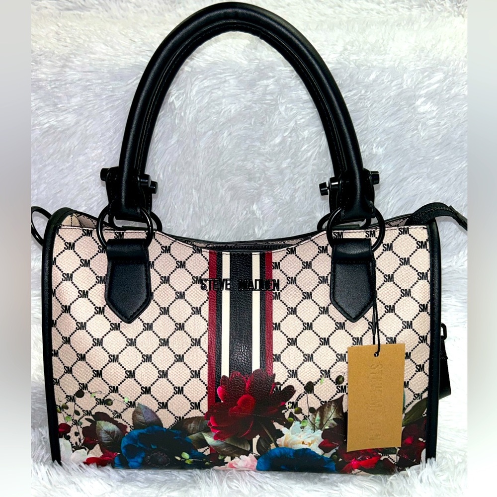 Steve Madden Floral Logo Satchel Handbag NWT - Picture 4 of 7